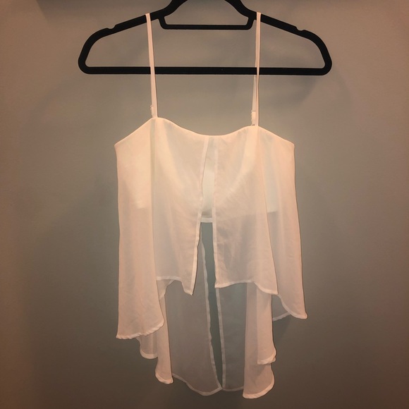 ✨Flowy White Chiffon Crop Top Size S ✨ - Picture 3 of 5